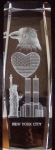 6 Inch 3D Laser Etched Crystal of NY Twin Towers & Statue of Liberty