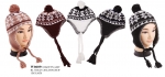 Insulated Earflap Hat with Pompoms